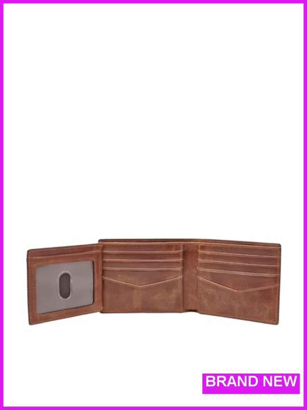 Men's Genuine Leather RFID-Blocking Bifold Wallet with Flip ID